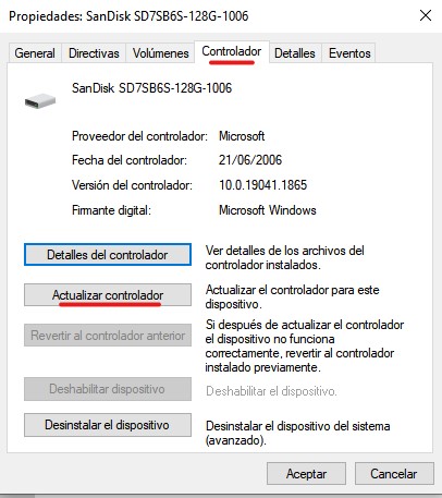 actualizar controlador